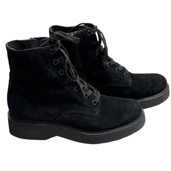 Vince Black Cabria Suede Lug Lace Up Combat Boots - Picture 1 of 15